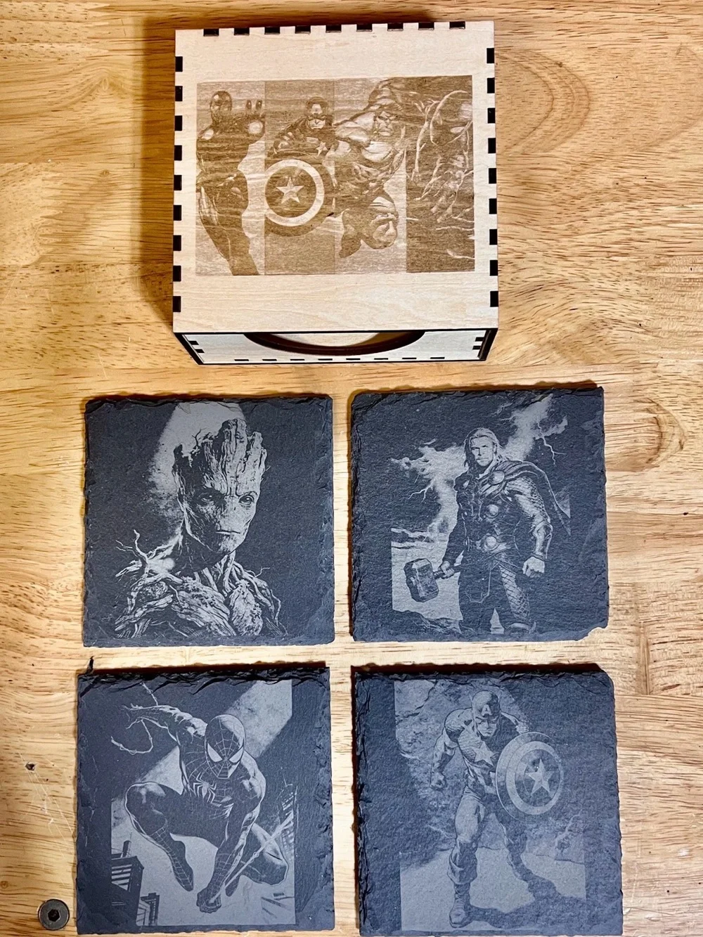 Marvel Slate Superhero Coaster Set - Black (Unknown Brand)
